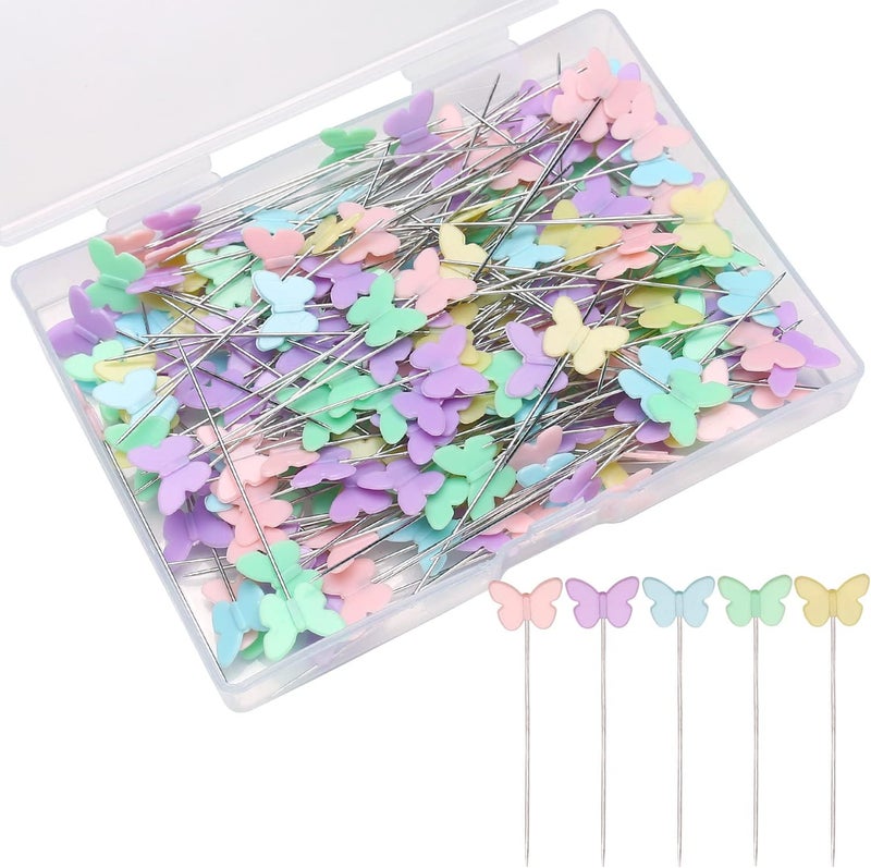 Elisel 200 pcs Multicolor Straight Pins Straight Quilting Pins Craft Positioning Pins Fixed Sewing Marker Needle for Crafting Dressmaker and Other Crafts Making (Butterflies) - Image 1